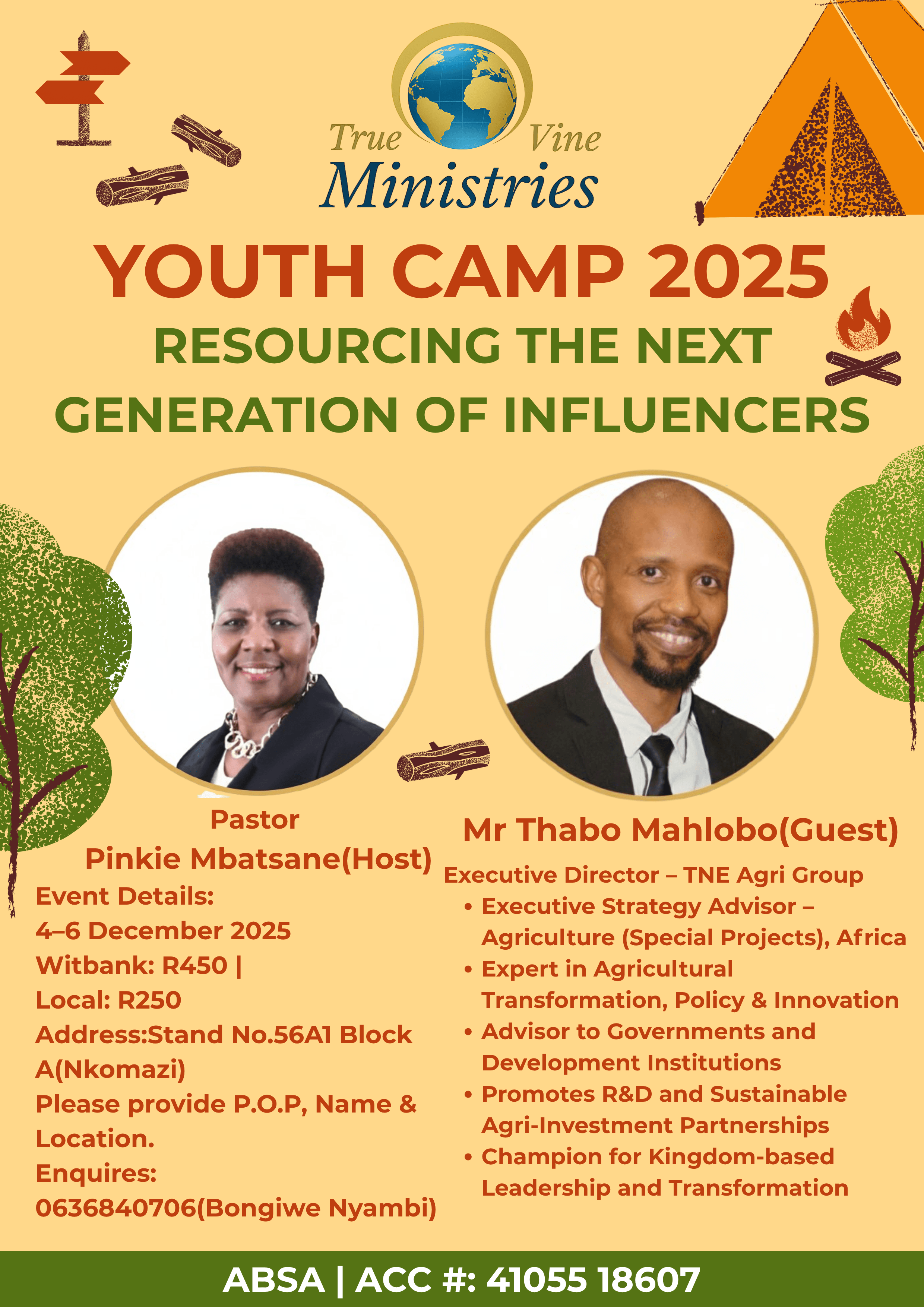 TrueVine Youth Camp 2025 event poster